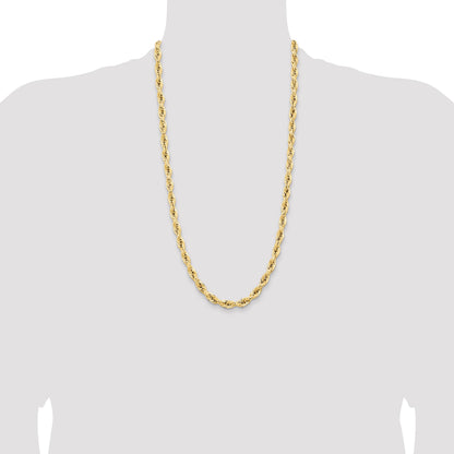 14K 28 inch 7mm Semi Solid Rope with Lobster Clasp Chain
