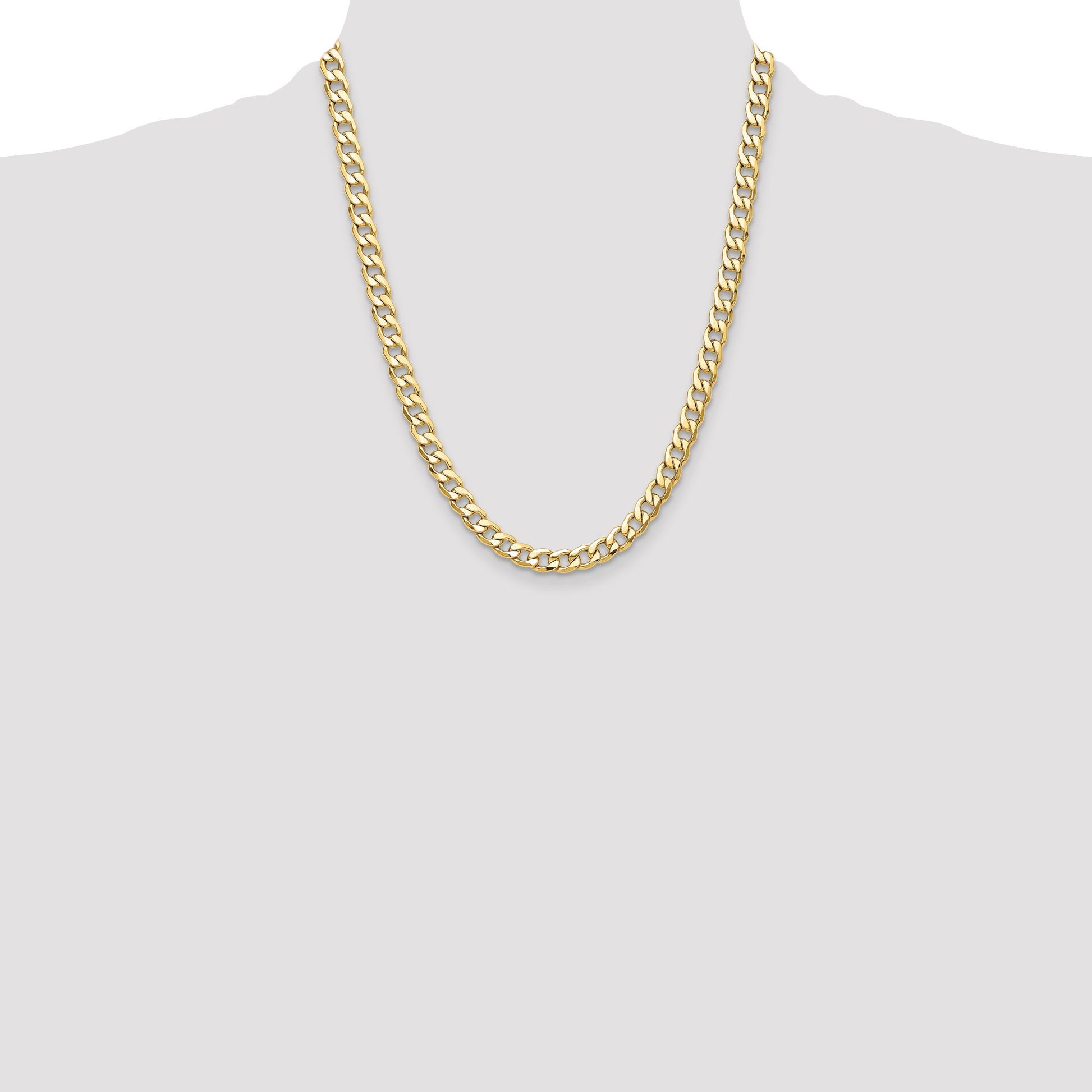 14k 7.5mm Semi-Solid Curb Chain