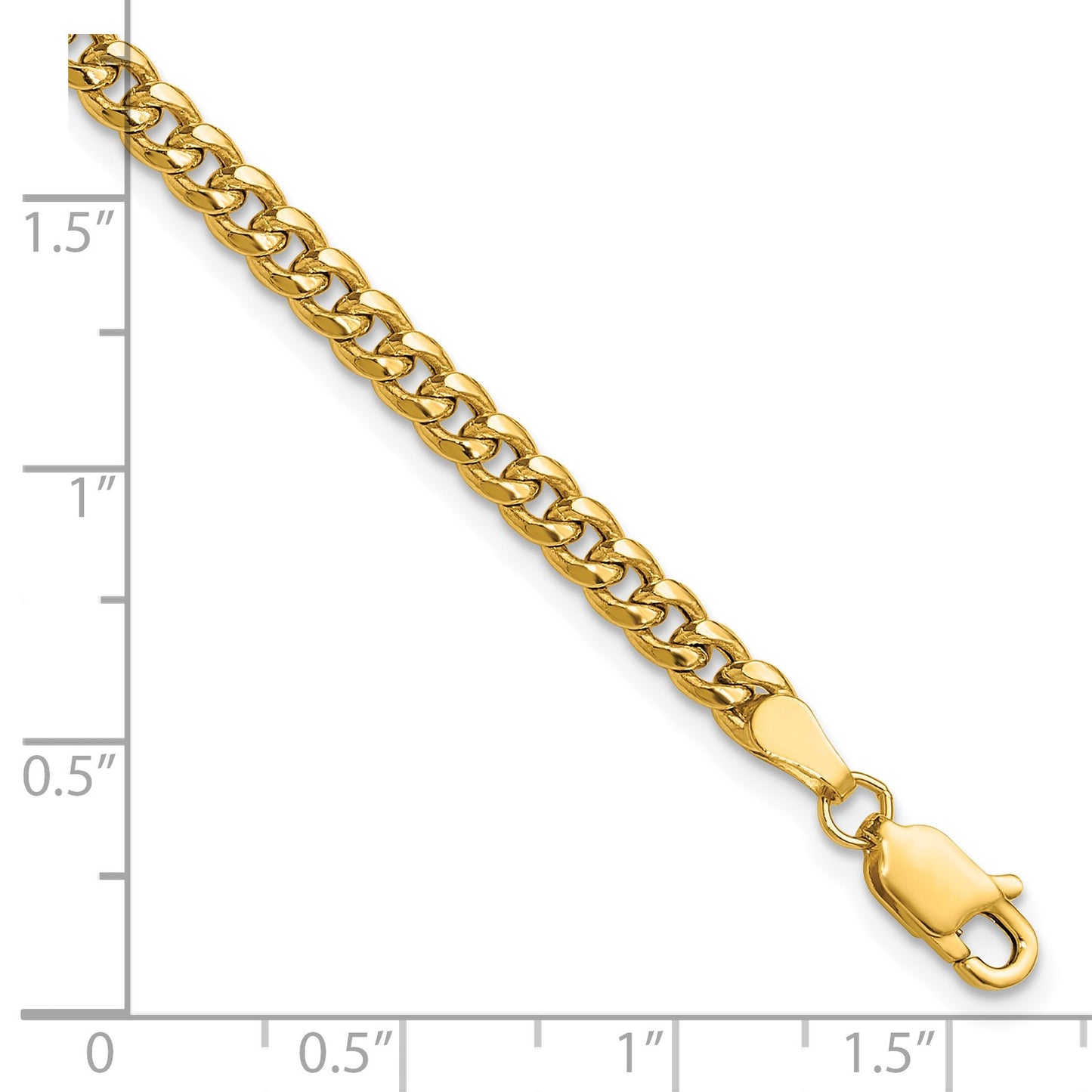 14k 3.5mm Semi-Solid Miami Cuban Chain