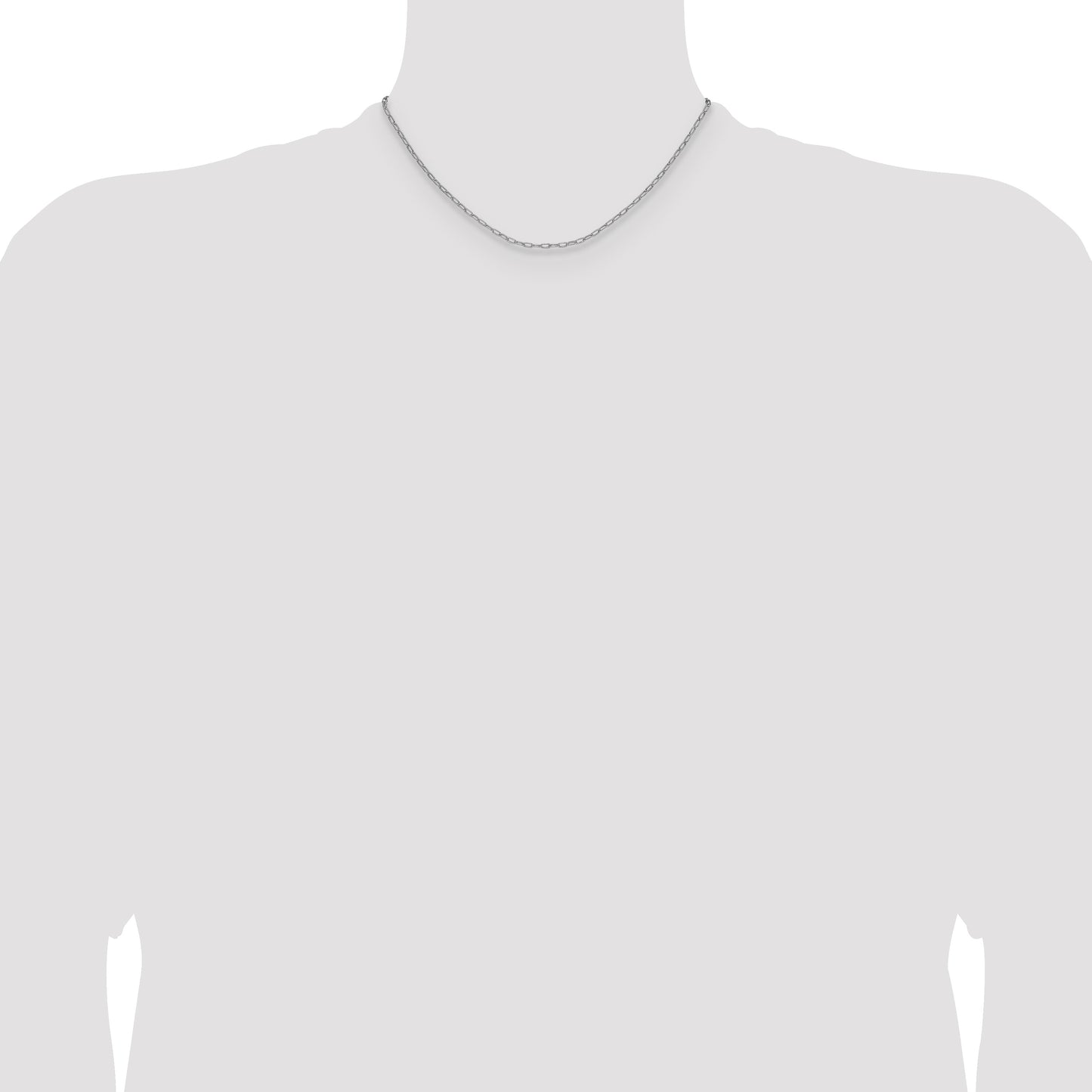 14k White Gold 2.2mm Semi-Solid Beveled Paperclip Chain