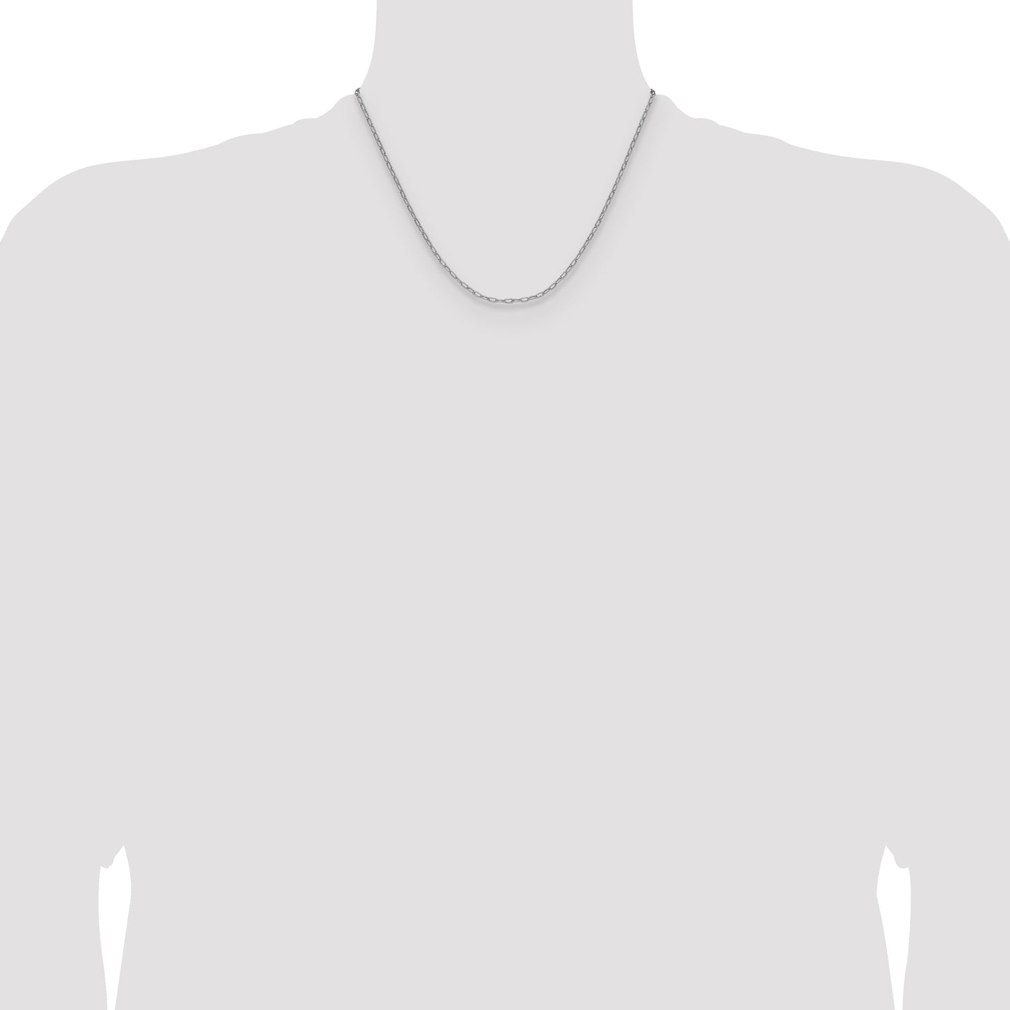 14k White Gold 2.2mm Semi-Solid Beveled Paperclip Chain