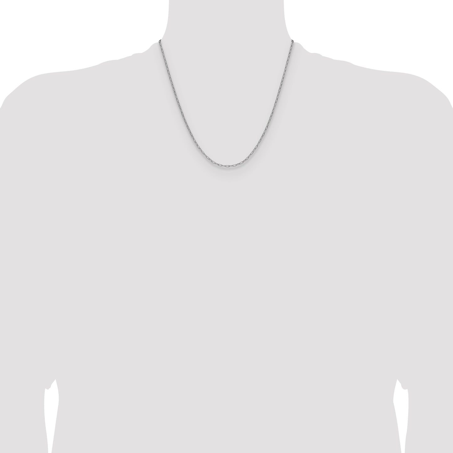 14k White Gold 2.2mm Semi-Solid Beveled Paperclip Chain