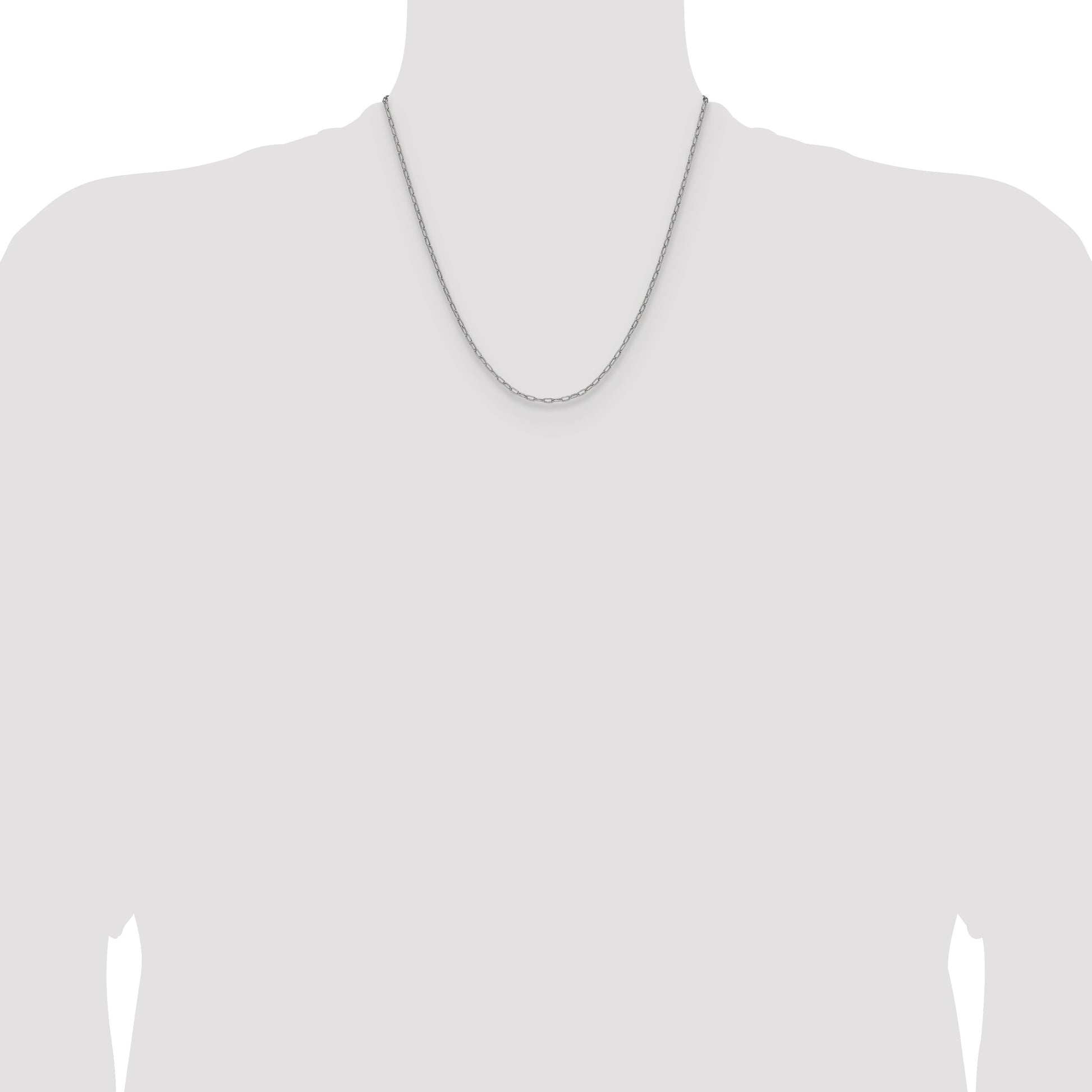 14k White Gold 2.2mm Semi-Solid Beveled Paperclip Chain