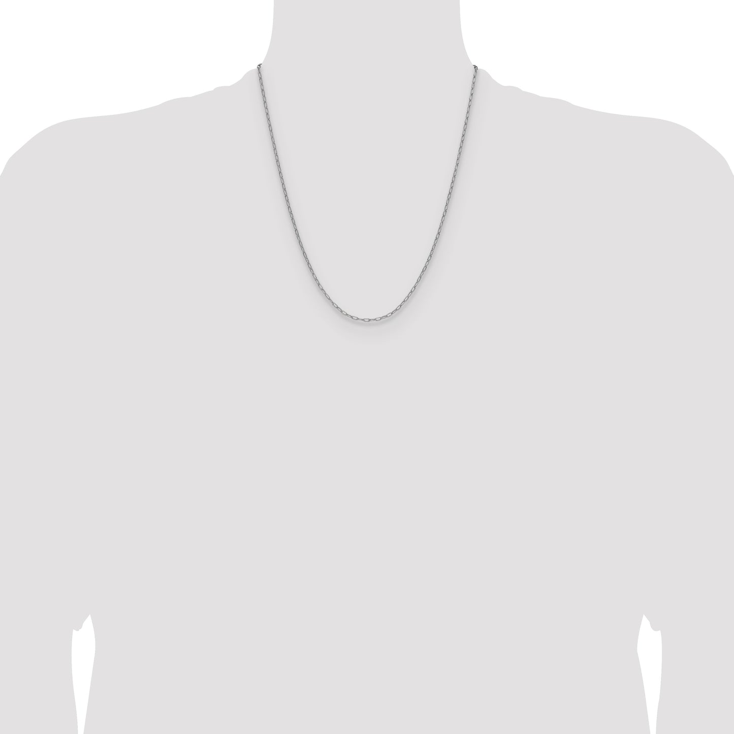 14k White Gold 2.2mm Semi-Solid Beveled Paperclip Chain