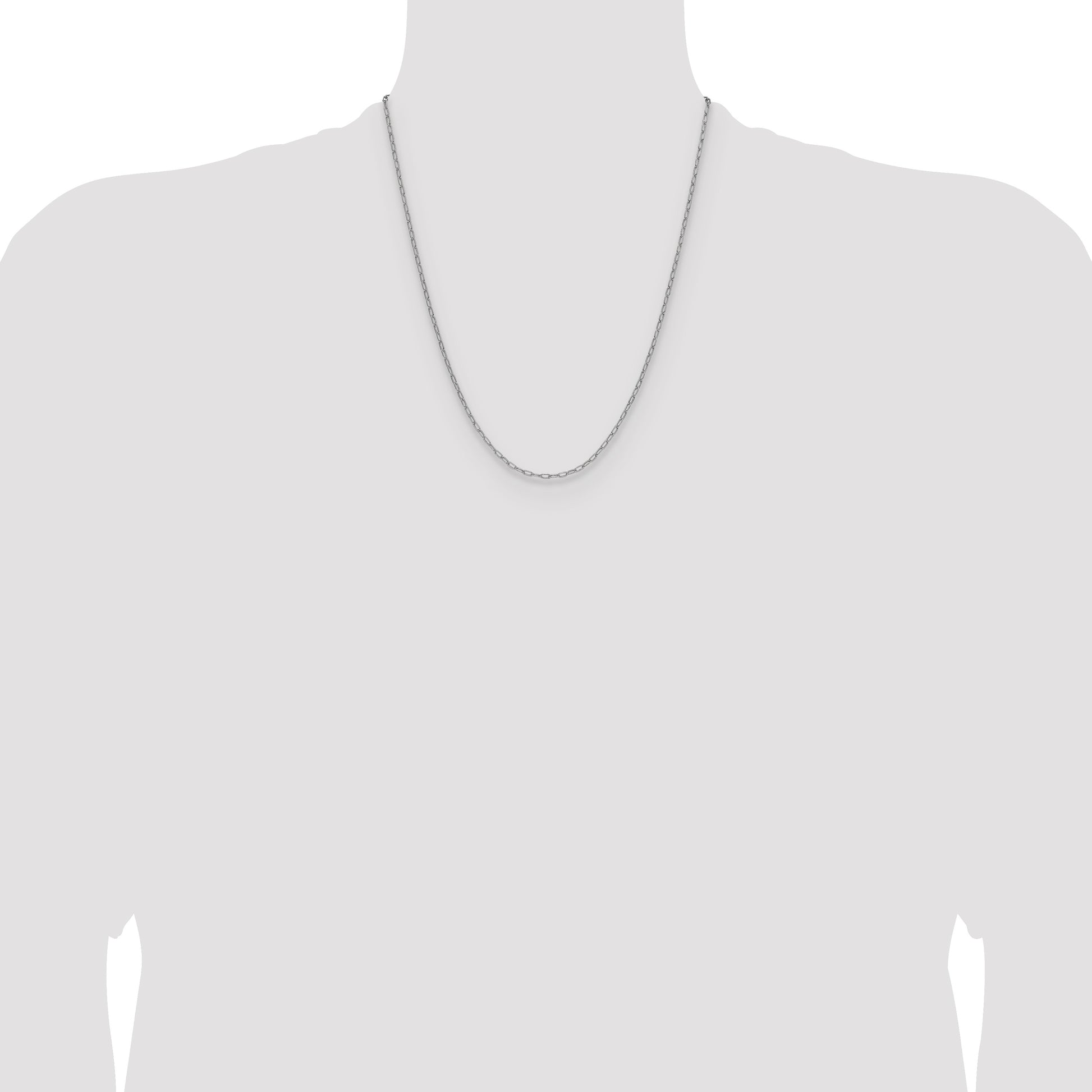 14k White Gold 2.2mm Semi-Solid Beveled Paperclip Chain