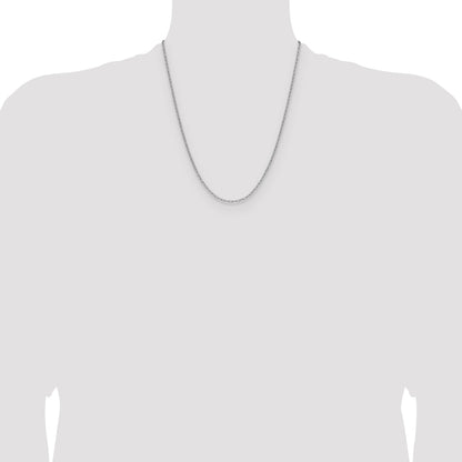 14k White Gold 2.2mm Semi-Solid Beveled Paperclip Chain