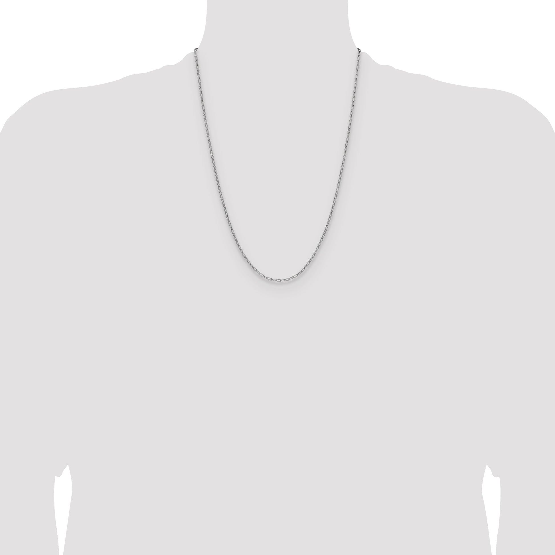 14k White Gold 2.2mm Semi-Solid Beveled Paperclip Chain