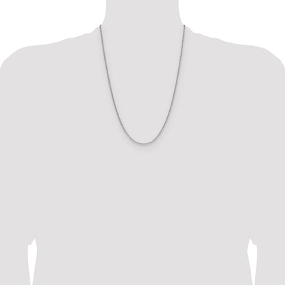 14k White Gold 2.2mm Semi-Solid Beveled Paperclip Chain