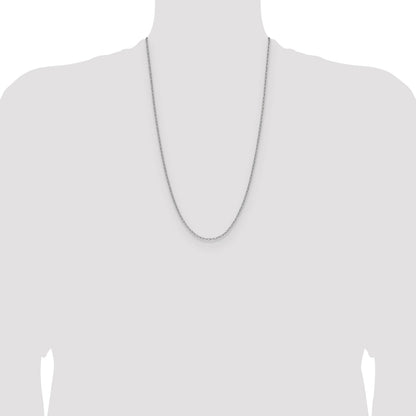 14k White Gold 2.2mm Semi-Solid Beveled Paperclip Chain