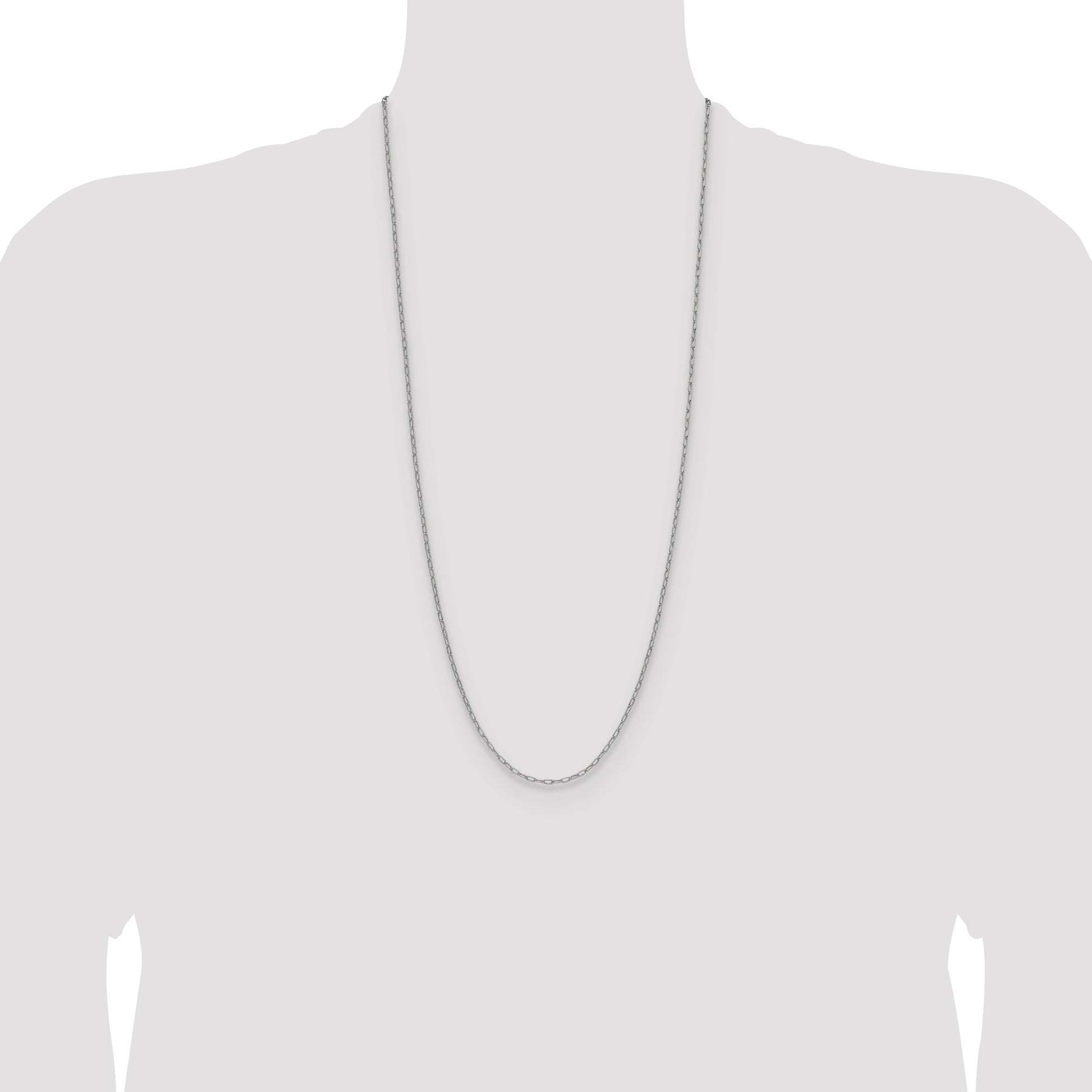 14k White Gold 2.2mm Semi-Solid Beveled Paperclip Chain