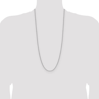 14k White Gold 2.2mm Semi-Solid Beveled Paperclip Chain