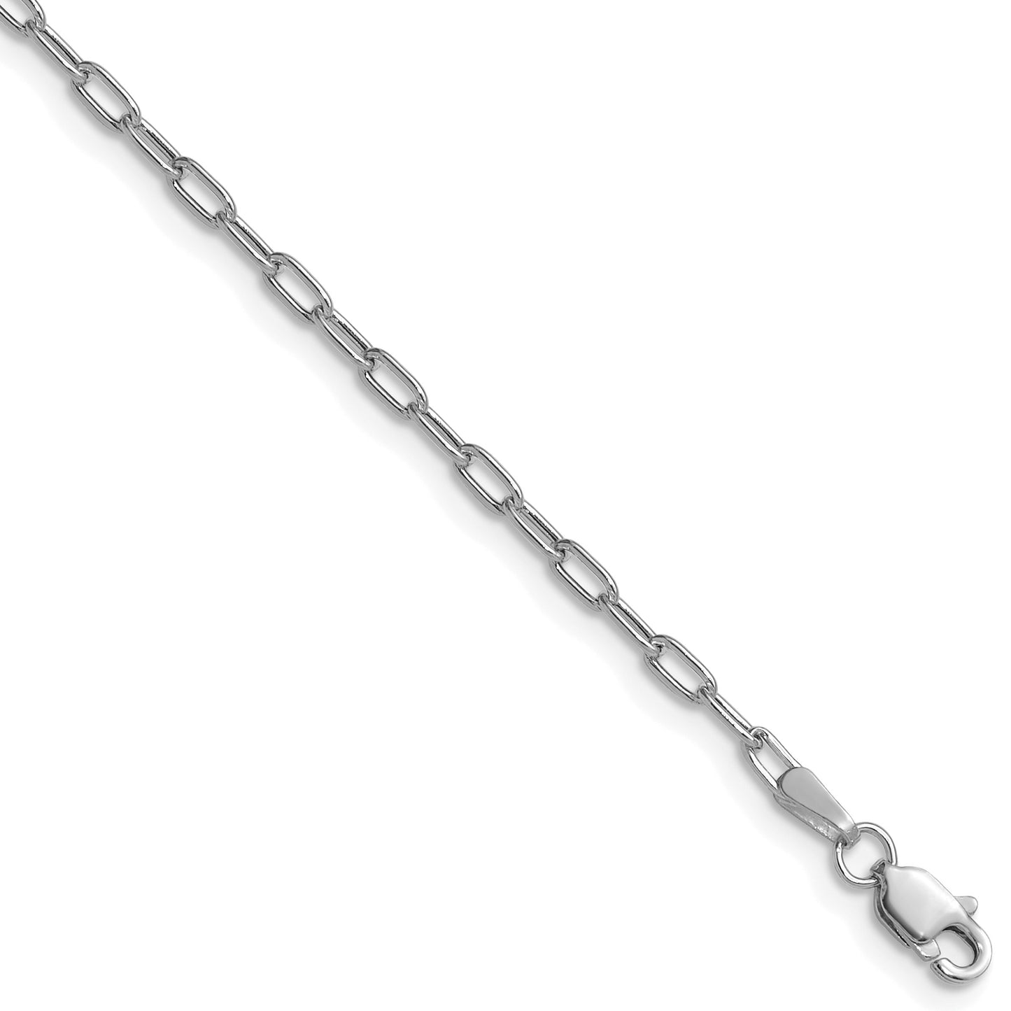 14k White Gold 2.2mm Semi-Solid Beveled Paperclip Chain