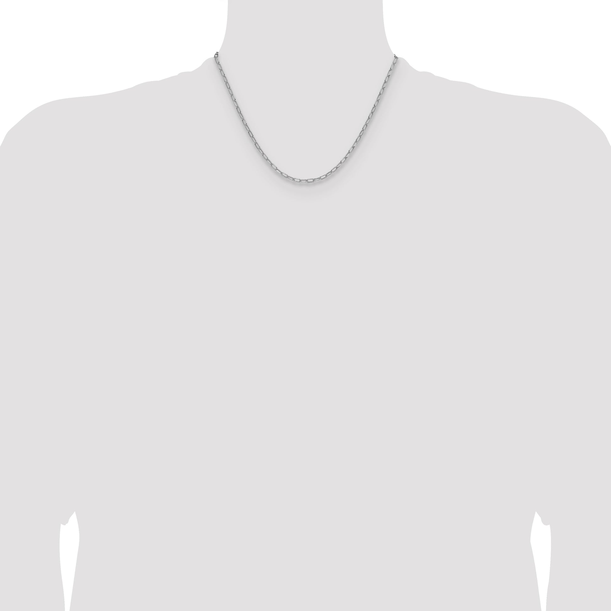14k White Gold 3.0mm Semi-Solid Beveled Paperclip Chain