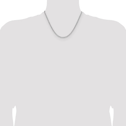14k White Gold 3.0mm Semi-Solid Beveled Paperclip Chain
