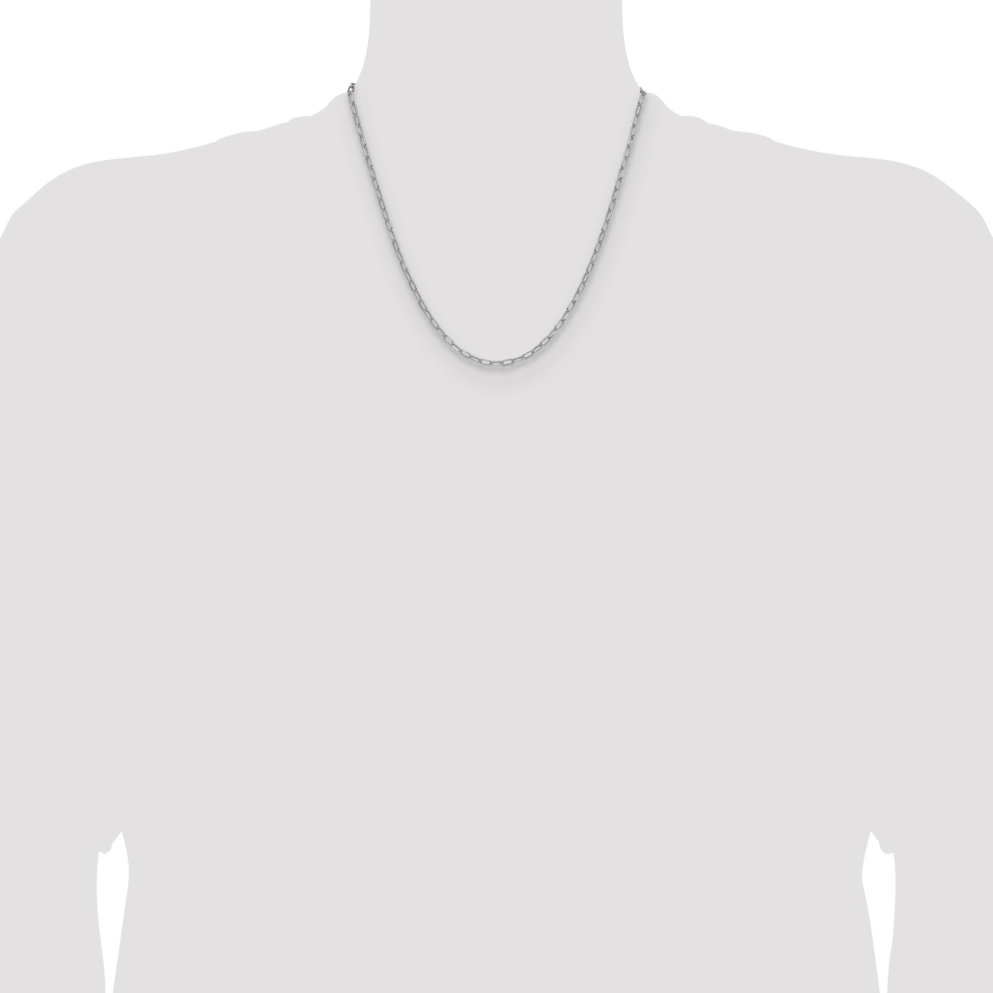 14k White Gold 3.0mm Semi-Solid Beveled Paperclip Chain