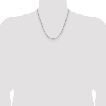 14k White Gold 3.0mm Semi-Solid Beveled Paperclip Chain