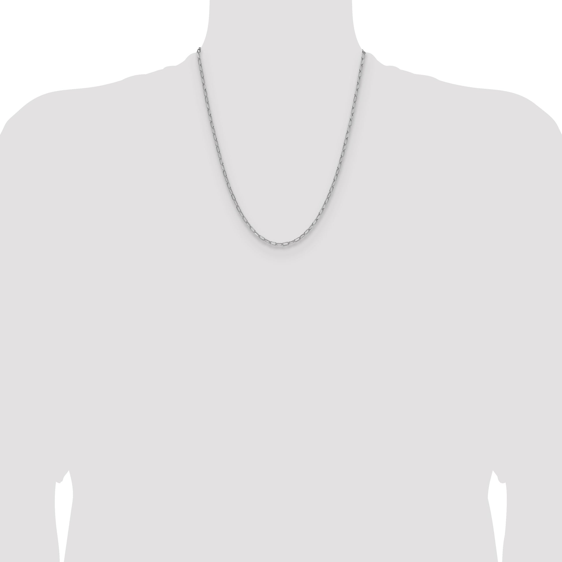 14k White Gold 3.0mm Semi-Solid Beveled Paperclip Chain