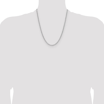 14k White Gold 3.0mm Semi-Solid Beveled Paperclip Chain