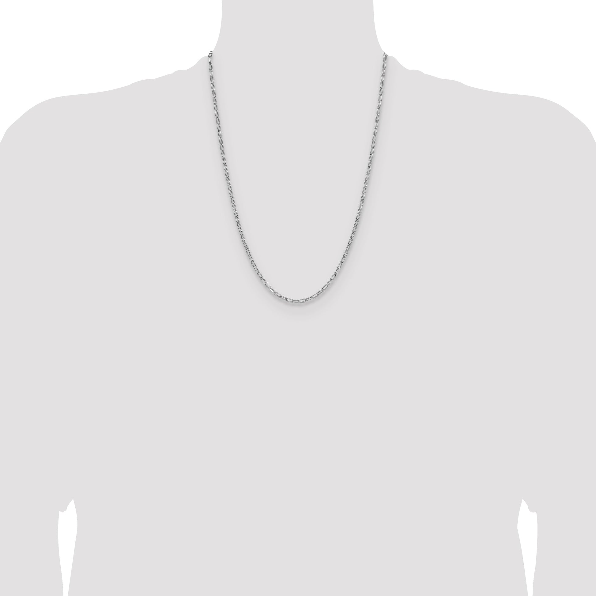 14k White Gold 3.0mm Semi-Solid Beveled Paperclip Chain