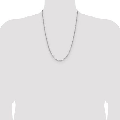 14k White Gold 3.0mm Semi-Solid Beveled Paperclip Chain