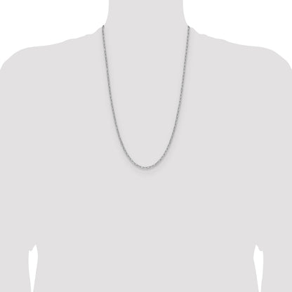 14k White Gold 3.0mm Semi-Solid Beveled Paperclip Chain