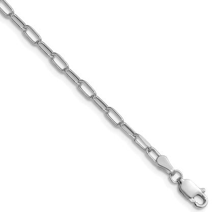 14k White Gold 3.0mm Semi-Solid Beveled Paperclip Chain