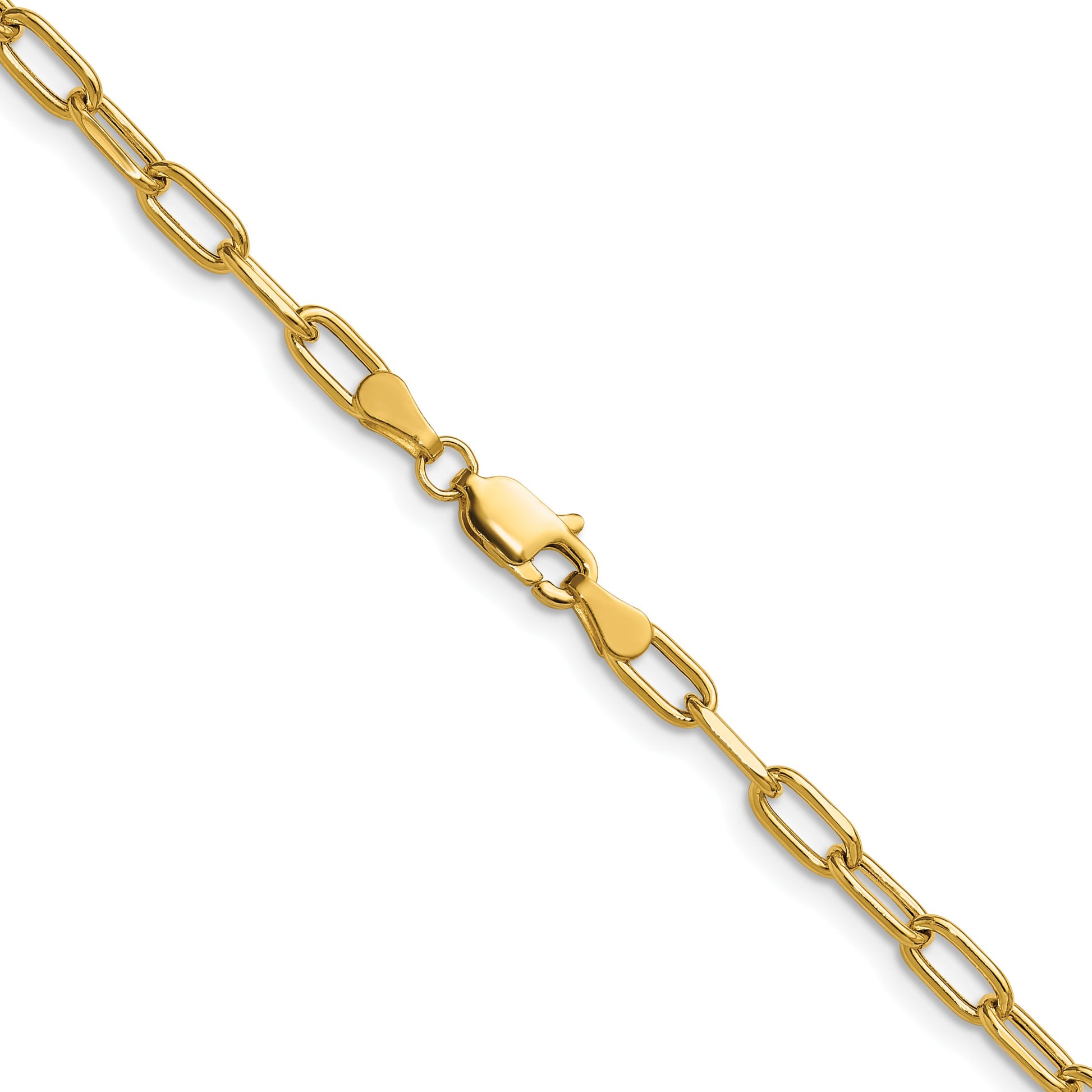 14k 3.7mm Semi-Solid Beveled Paperclip Chain