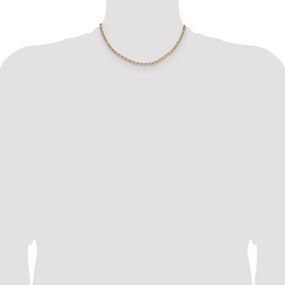 14k 3.7mm Semi-Solid Beveled Paperclip Chain