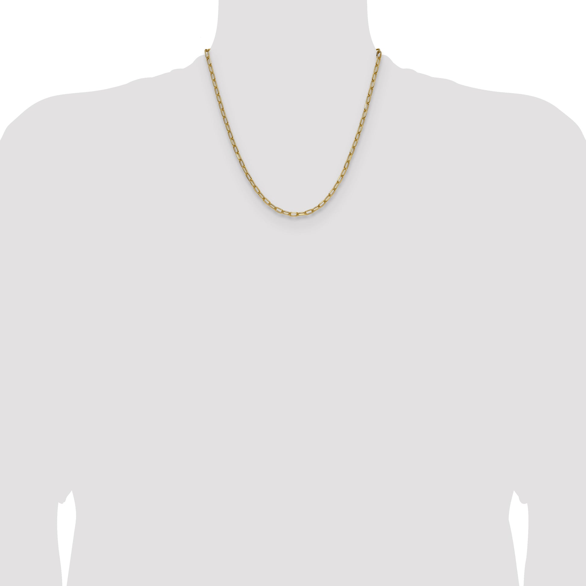 14k 3.7mm Semi-Solid Beveled Paperclip Chain