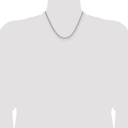 14k White Gold 3.7mm Semi-Solid Beveled Paperclip Chain