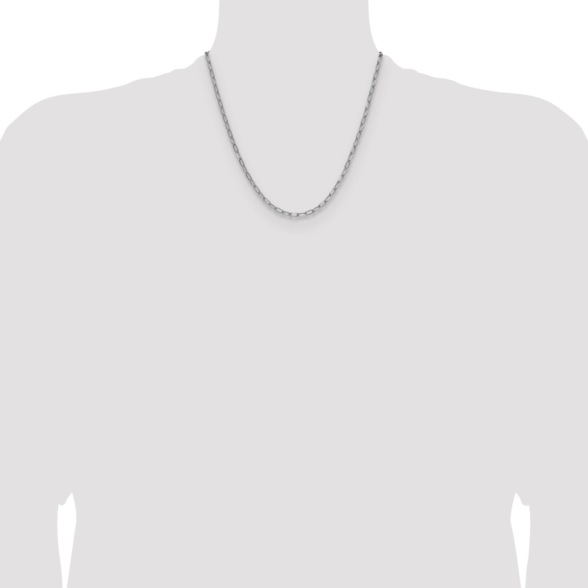 14k White Gold 3.7mm Semi-Solid Beveled Paperclip Chain