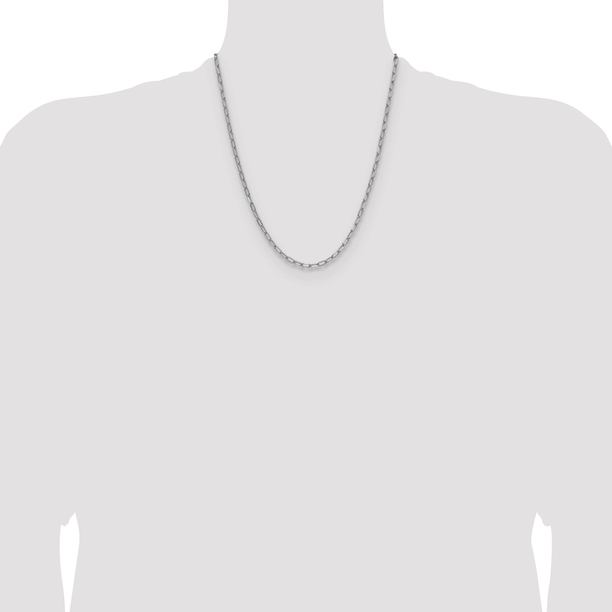 14k White Gold 3.7mm Semi-Solid Beveled Paperclip Chain