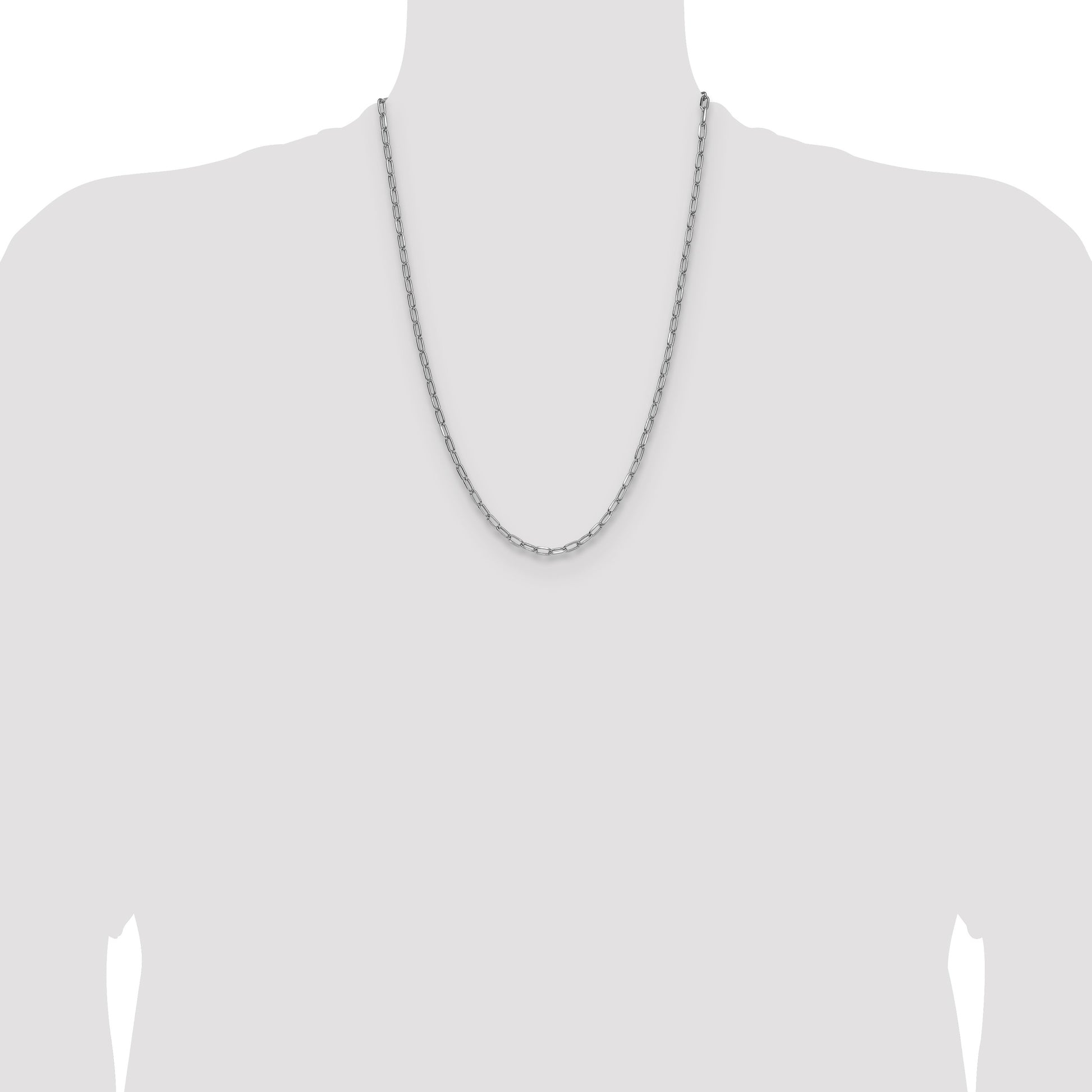 14k White Gold 3.7mm Semi-Solid Beveled Paperclip Chain