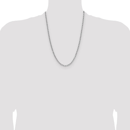 14k White Gold 3.7mm Semi-Solid Beveled Paperclip Chain
