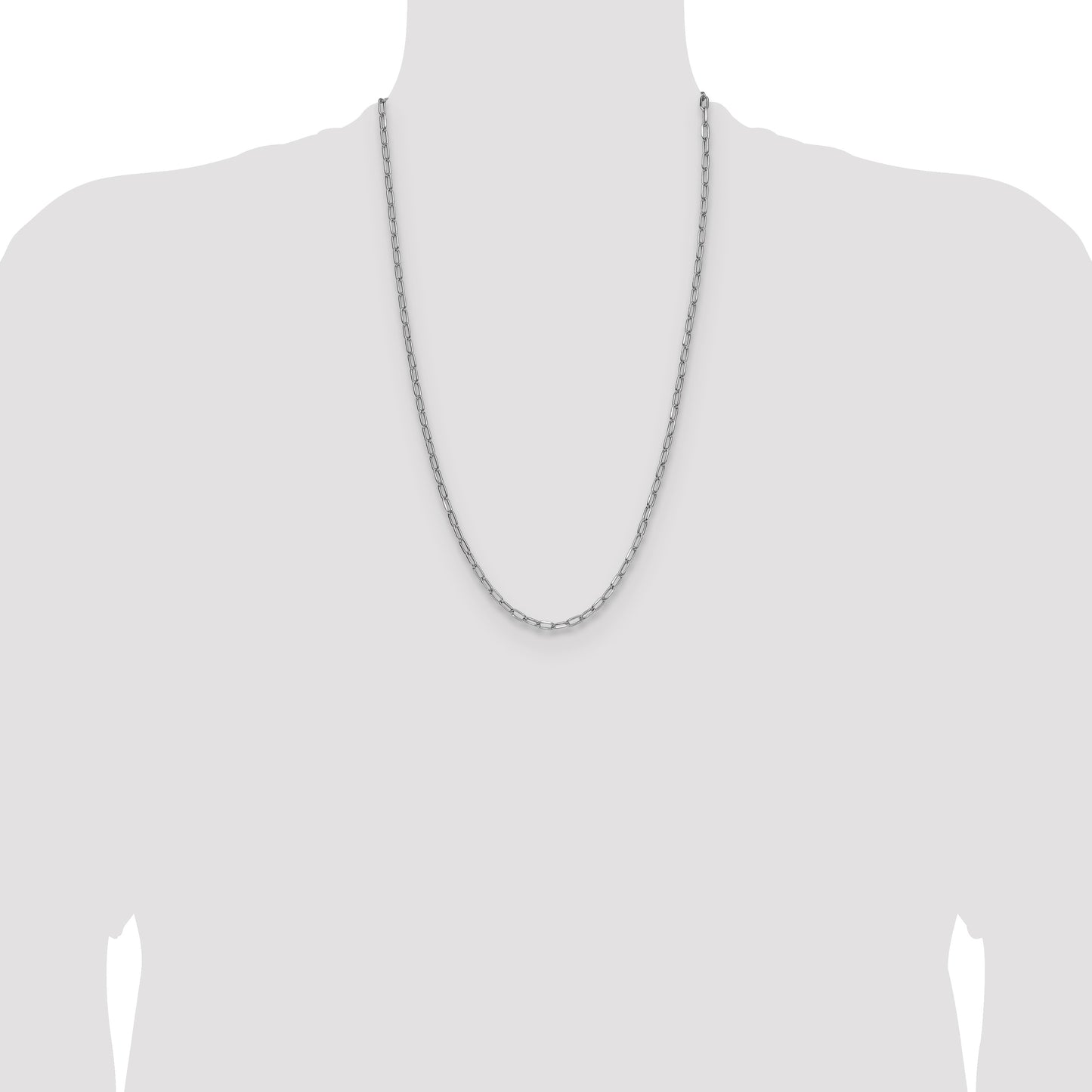 14k White Gold 3.7mm Semi-Solid Beveled Paperclip Chain
