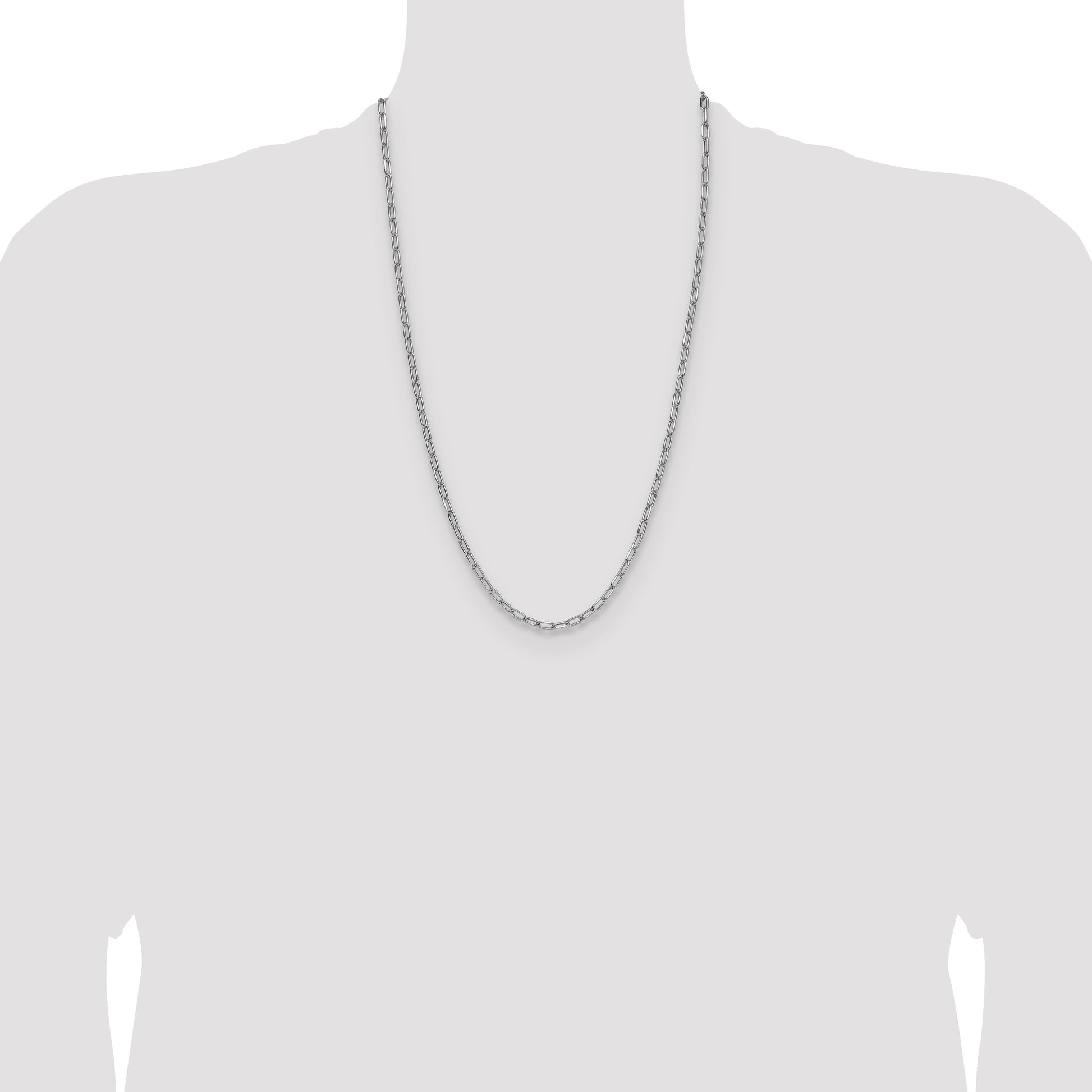 14k White Gold 3.7mm Semi-Solid Beveled Paperclip Chain