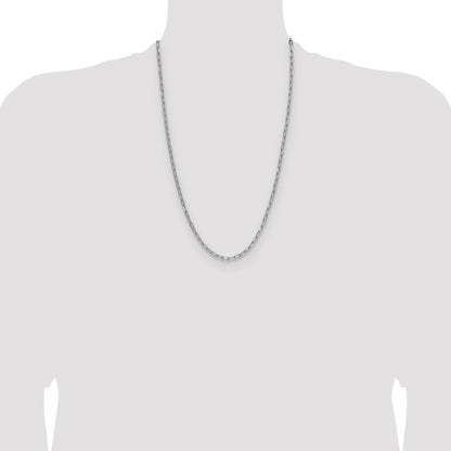 14k White Gold 3.7mm Semi-Solid Beveled Paperclip Chain