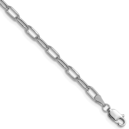 14k White Gold 3.7mm Semi-Solid Beveled Paperclip Chain