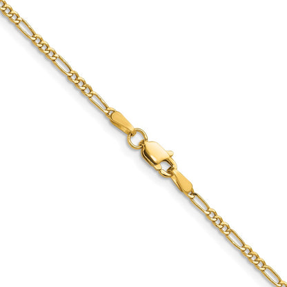 14k 1.9mm Semi-Solid Figaro Chain