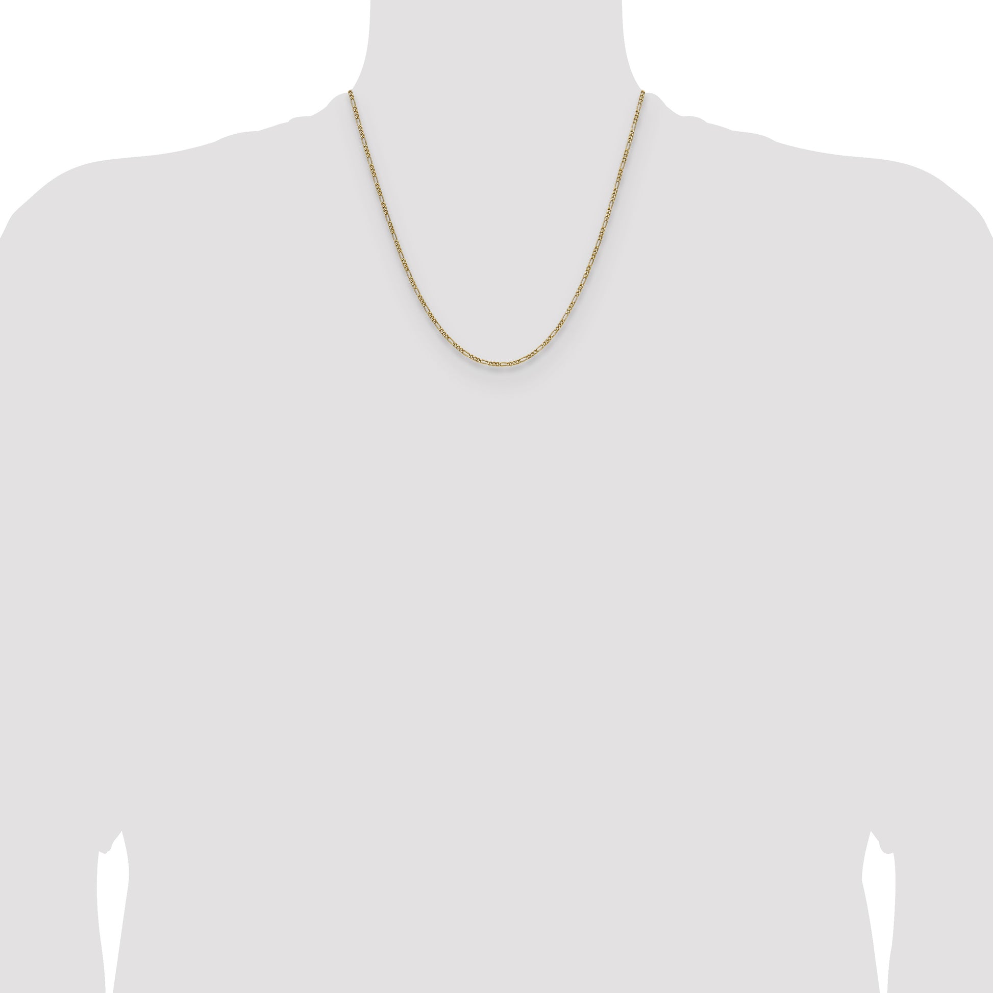 14k 1.9mm Semi-Solid Figaro Chain