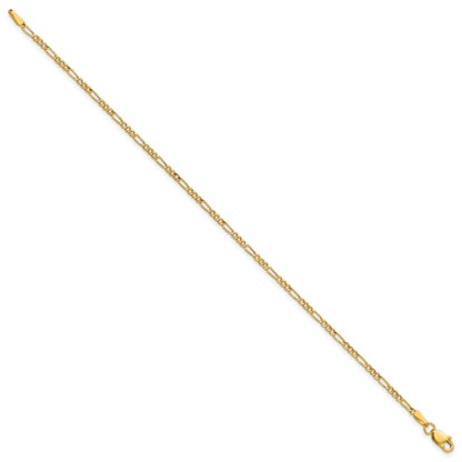14k 1.9mm Semi-Solid Figaro Chain