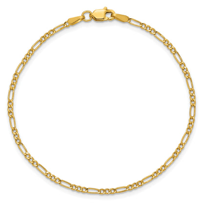 14k 1.9mm Semi-Solid Figaro Chain