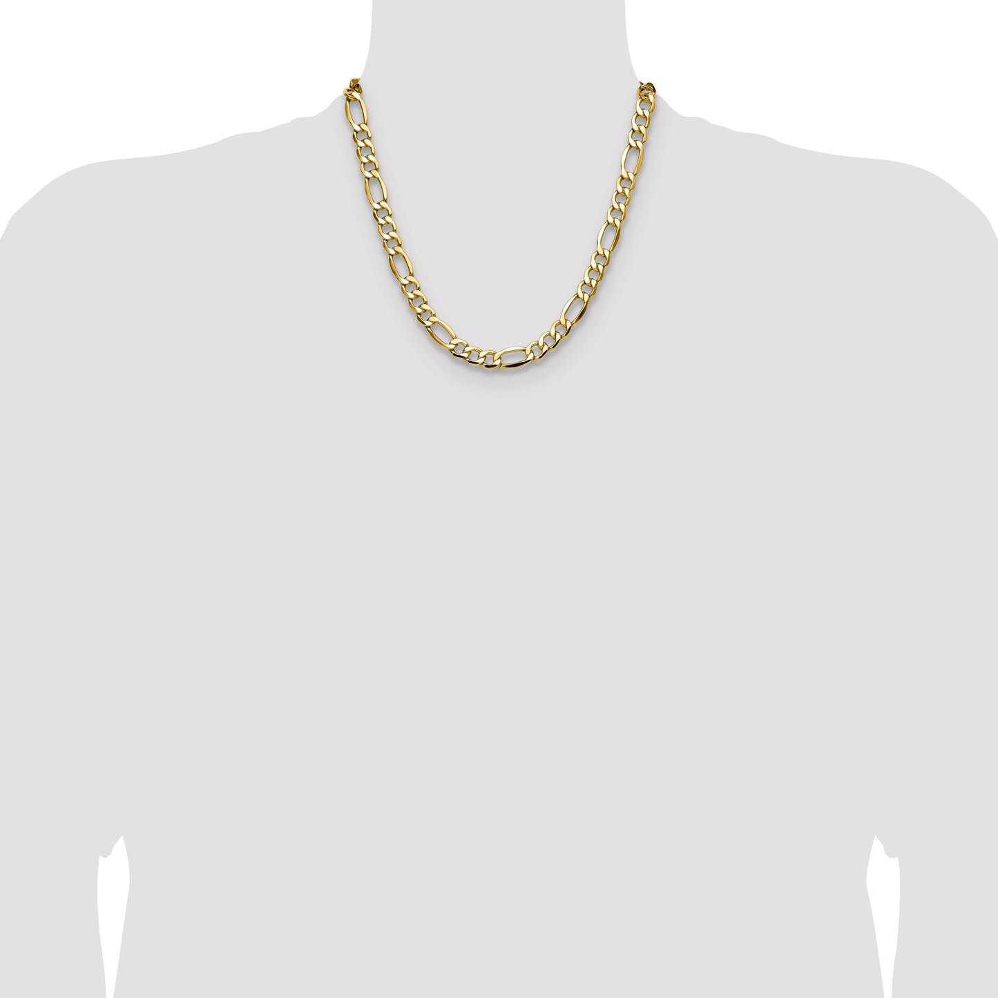 14k 9.4mm Semi-Solid Figaro Chain