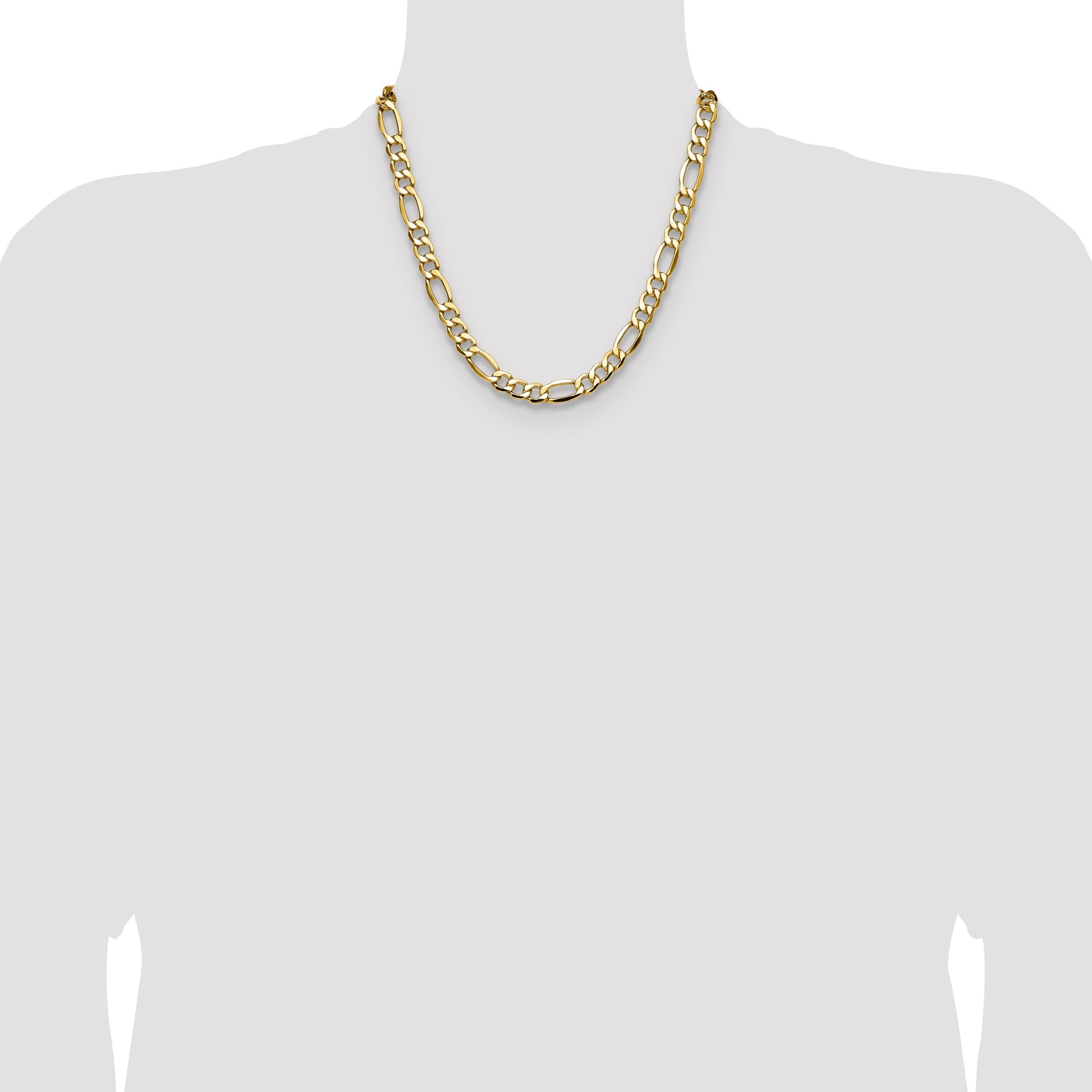 14k 9.4mm Semi-Solid Figaro Chain