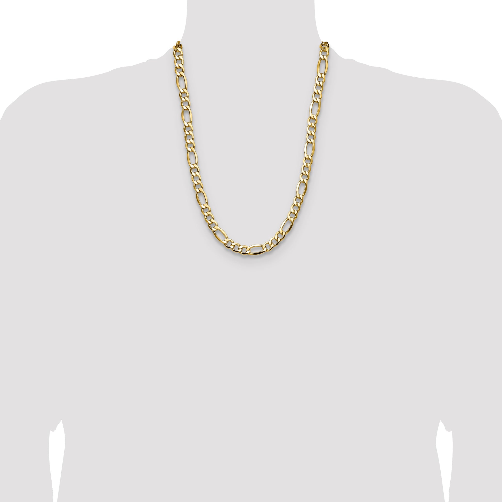 14k 9.4mm Semi-Solid Figaro Chain