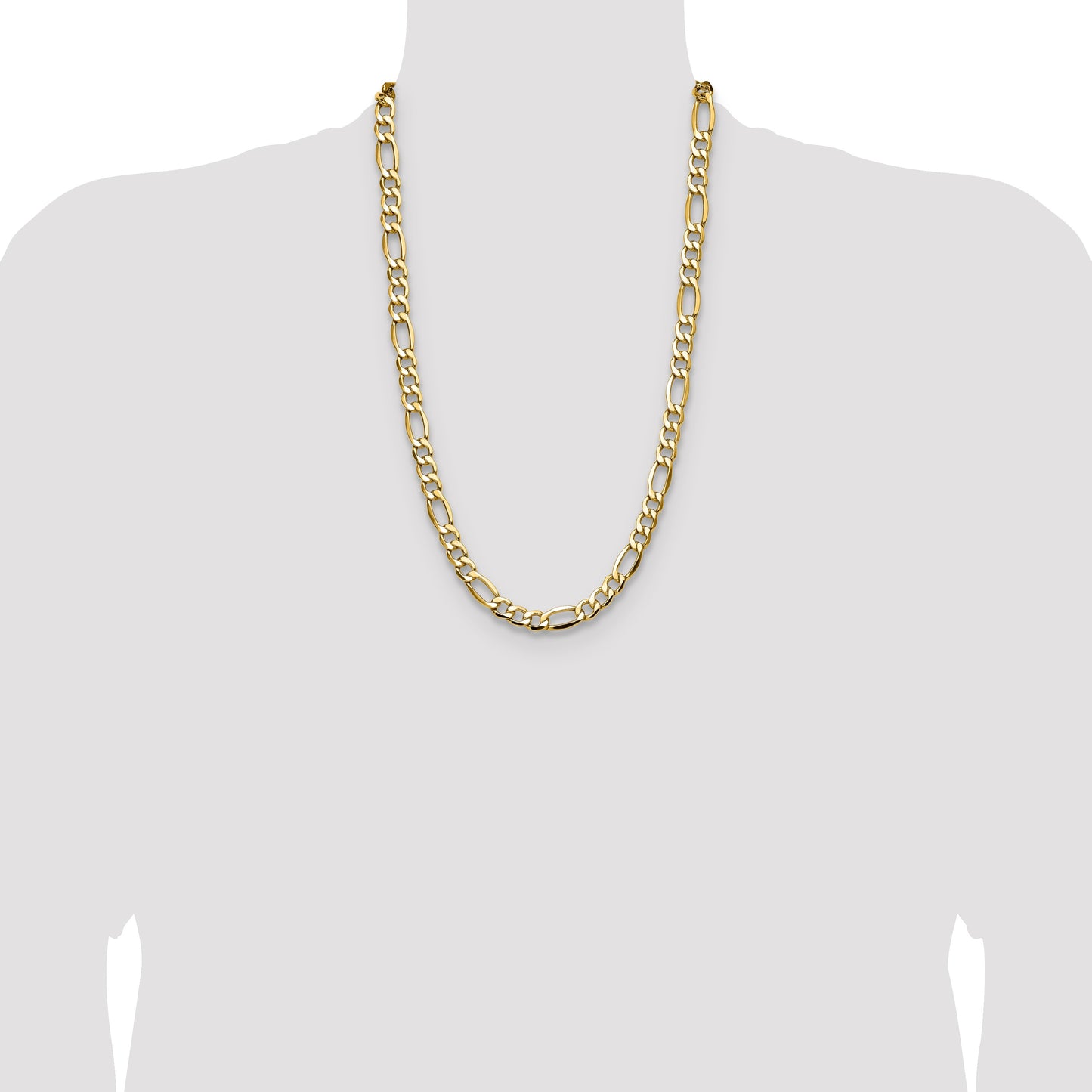 14k 9.4mm Semi-Solid Figaro Chain