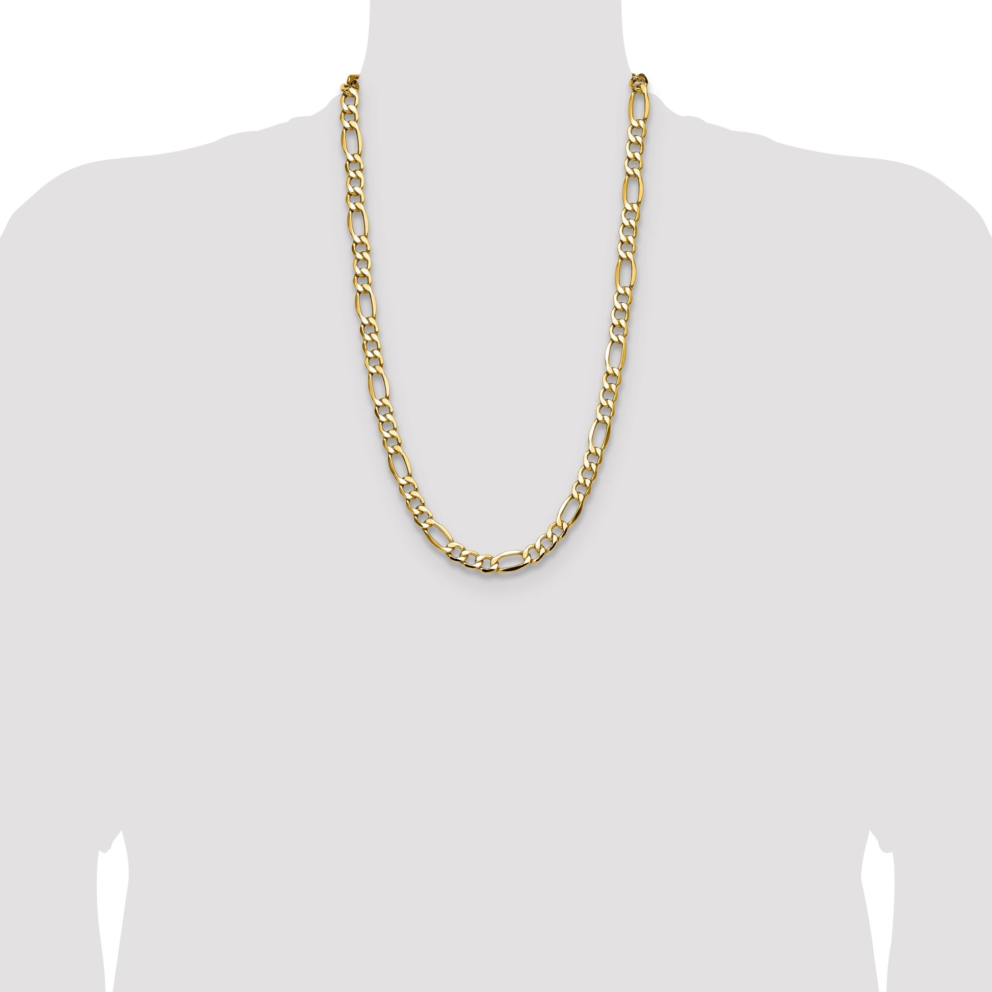 14k 9.4mm Semi-Solid Figaro Chain