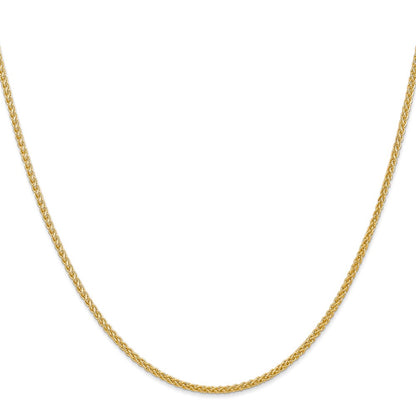 14K 18 inch 2mm Semi-Solid Wheat with Lobster Clasp Chain