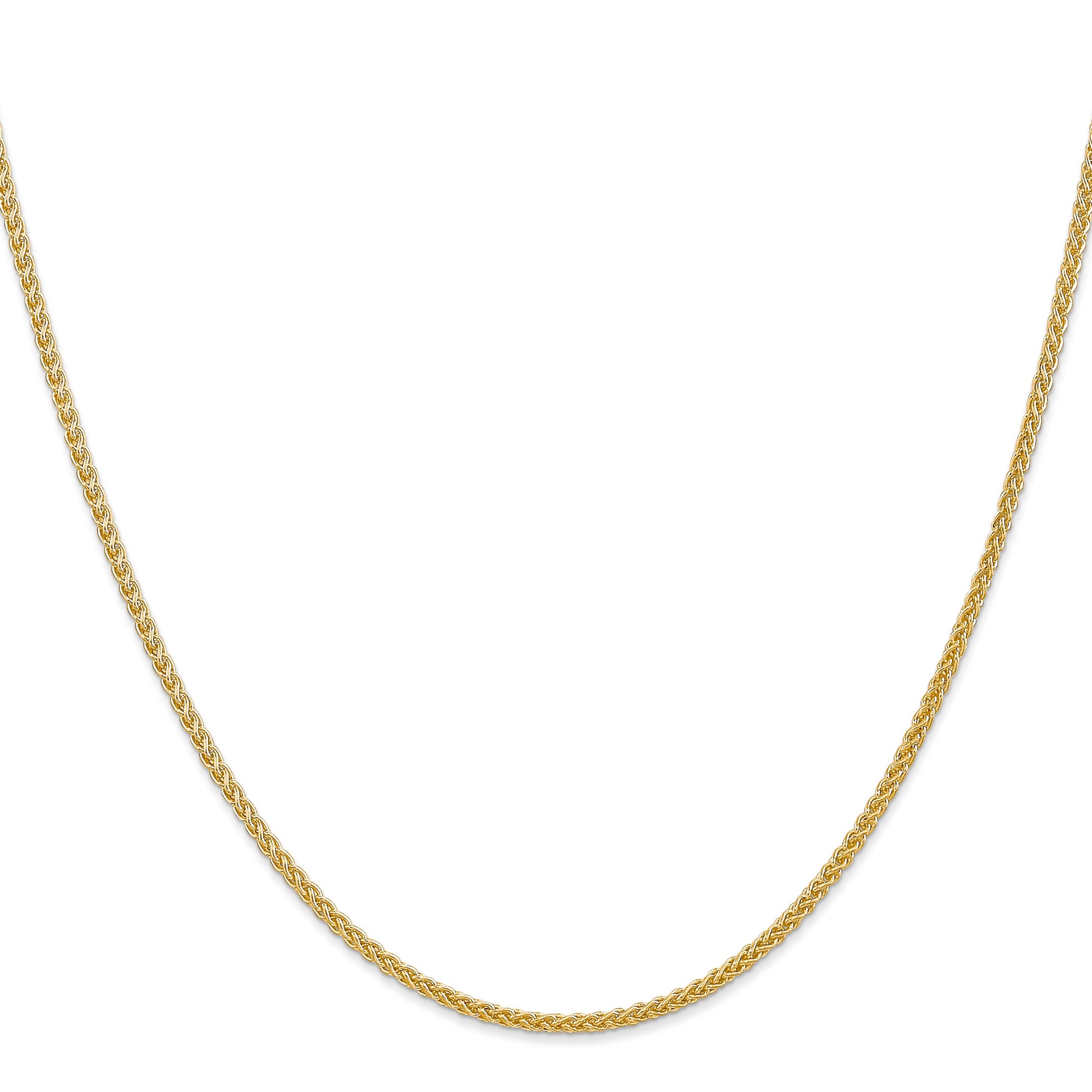14K 24 inch 2mm Semi-Solid Wheat with Lobster Clasp Chain