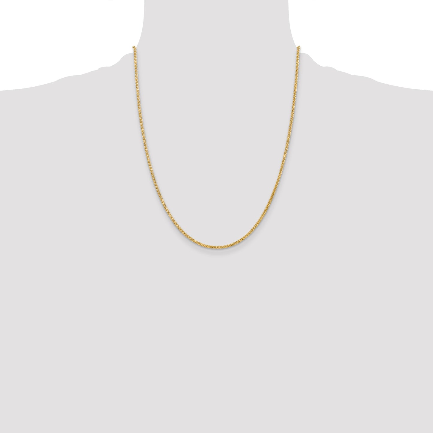 14K 22 inch 2mm Semi-Solid Wheat with Lobster Clasp Chain